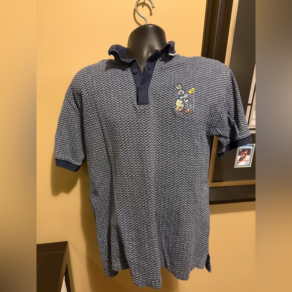Vintage 90s Warner Bros Polo Shirt With Bug Bunny Playing Golf